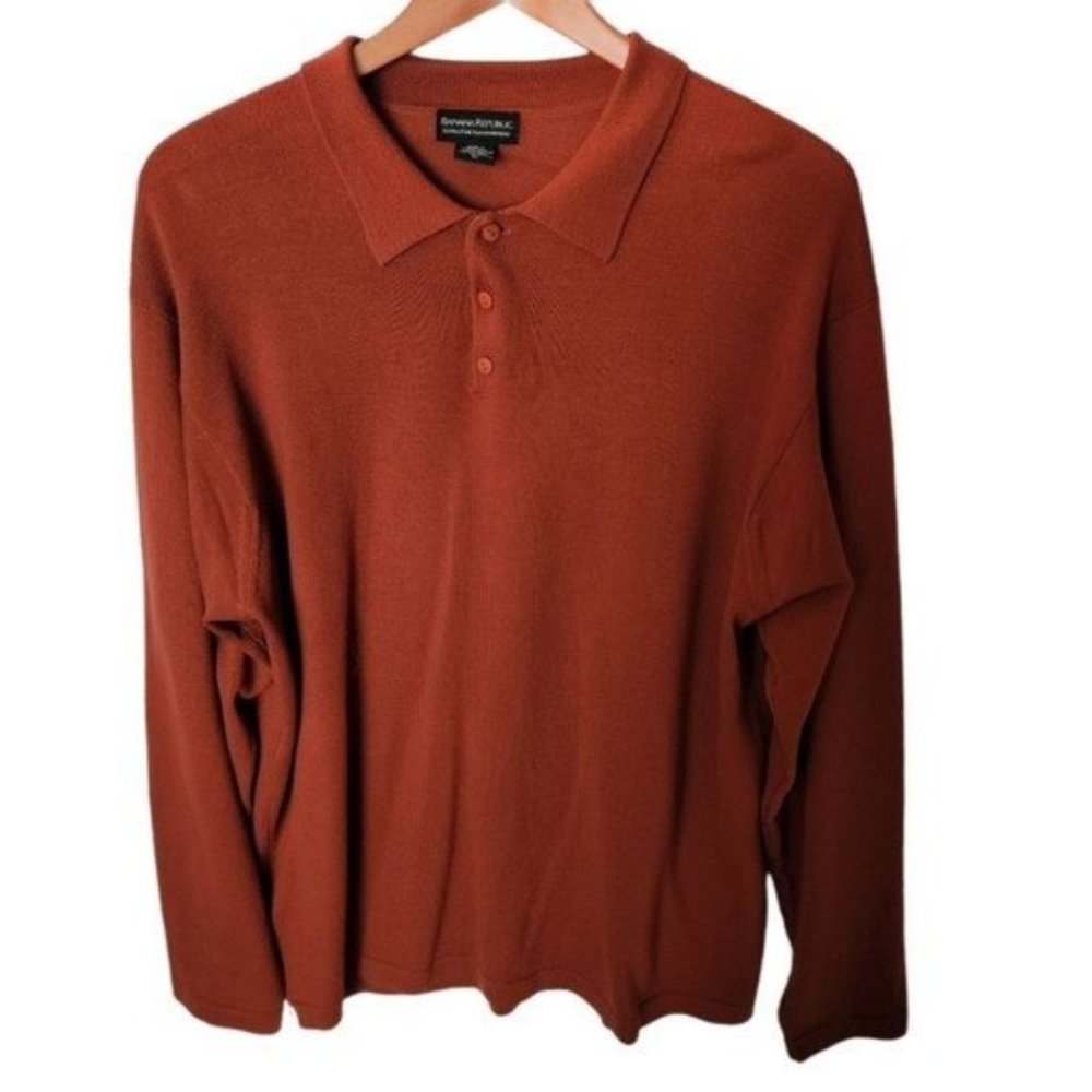 Banana Republic Extra Fine Italian Merino Wool Sweater Collar XL Rust Orange - Picture 8 of 10